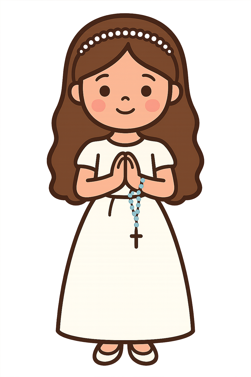 Ilustración de niña en primera comunión